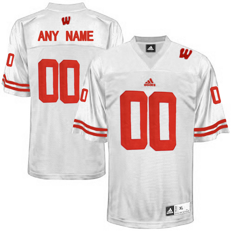 Men Wisconsin Badgers Customized College Football Jersey  White->customized ncaa jersey->Custom Jersey
